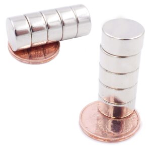 Brudazon | 5 Scheibenmagnete 12x6 mm | N52 Klasse Neodym Magnete | Modellbau